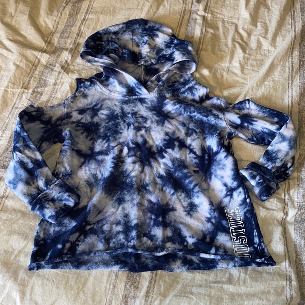 Justice Active Cold Shoulder hoodie tie dye 12